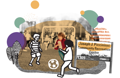 kids playing soccer graphic